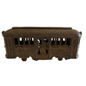 A. C. Williams Main Street trolley car cast iron bank Rare Without Passengers